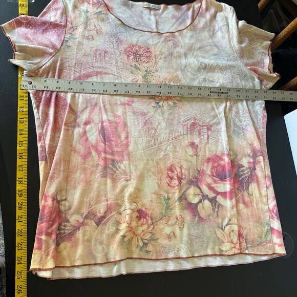 XCIT Y2K Floral Tee Shirt Womens Size 1X Whimsical Fairy Romantic Scoop Neck - Picture 8 of 8